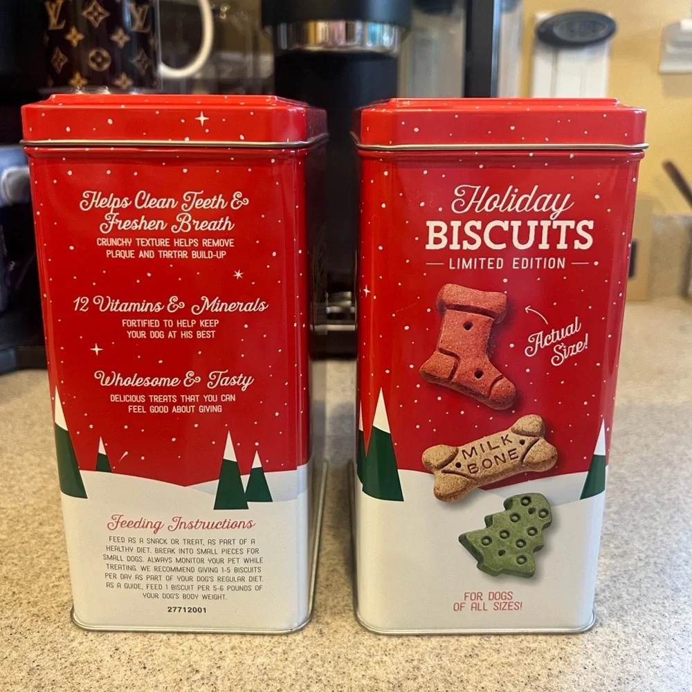 2-MILK BONE “Empty” Dog Biscuit Storage Tin Container (s)